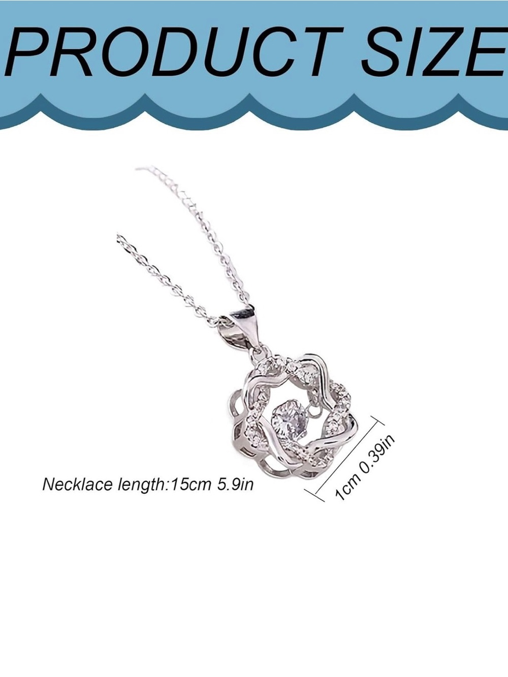 Silver Floral Crystal Pendant Necklace - Elegant Women's Jewelry - Picture 4 of 4